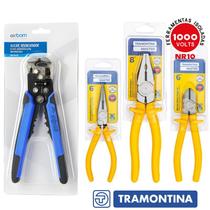 Kit Jogo De Alicates Eletricista Manutenção Predial - 4 Pçs - Combo Eletricista