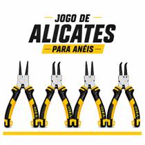Kit/Jogo de Alicates para Anéis Internos e Externos com Pontas Retas e Curvas, Composto por 4 Peças, Alta Resistência, Idea Kit/Jogo de Alicates para Anéis Internos e Externos com Pontas Retas e Curvas, Composto por 4 Peças, Alta Resistência, Idea
