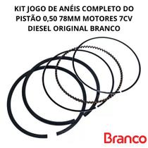 Kit Jogo De Anéis Original Branco Completo Do Pistão 0,50 78MM Motores 7CV Diesel Buffao Honda Toyama