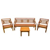 Kit Jogo de Banco Com Mesa de Centro em Madeira de Demolição Modelo X Sudeste Rústico