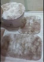 Kit Jogo De Banheiro 3 Peças Peludo Felpudo Shaggy Luxo bege mesclado
