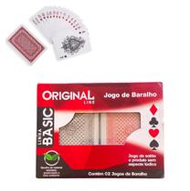 Kit Jogo De Baralho 108 Cartas Plástico Com 2 Cores Festa