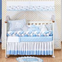 Kit Jogo De Berço Nuvem Azul Menino 13 Peças Com Tapete Kit Jogo De Berço Nuvem Azul Menino 13 Peças Com Tapete