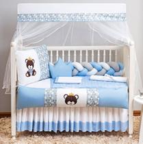 Kit Jogo De Berço Para Bebês Urso Trança 11 Peças Acompanha Mosquiteiro Preço Baixo