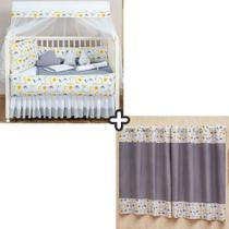 kit jogo de berço safari 2 laterais 14 peças novo modelo com cortina infantil kit jogo de berço safari 2 laterais 14 peças novo modelo com cortina infantil