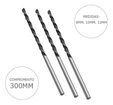 Kit Jogo De Broca Longa 300mm Para Madeira Mourão 3 Peças
