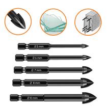 Kit Jogo de Broca Universal 5 Pçs Fura Tudo Videa Aço Cerâmica Concreto Parede Metal Mármore Ferro Madeira Vidro Pedra - Saint Pen Tech