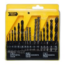 Kit Jogo De Brocas Madeira Concreto Metal 16 Peças