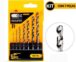 Kit Jogo De Brocas Para Metal 7 Peças 1,5 A 6mm Com Estojo