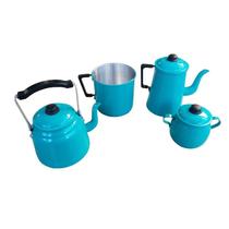 Kit Jogo de Café Completo Grande 4 Peças Turquesa Extang