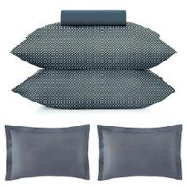 Kit Jogo de Cama Casal 3 Peças e 2 Fronhas Extras Altenburg Toque Acetinado Slim Azul