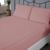 Kit Jogo de Cama Casal Algodão 140 Fios Lençol c/ elástico Liso 3 Peças Kit Jogo de Cama Casal Algodão 140 Fios Lençol c/ elástico Liso 3 Peças