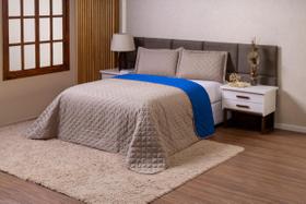 Kit Jogo De Cama Casal Queen Com Viés 4 Peças Dupla Face azul/bege Kit Jogo De Cama Casal Queen Com Viés 4 Peças Dupla Face azul/bege