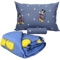 Kit Jogo De Cama Infantil Malha + Edredom Mickey Mouse Cool Solteiro Disney 3 Peças Portallar