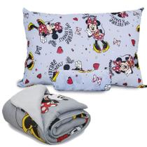 Kit Jogo De Cama Infantil Malha + Edredom Minnie Sparkly Solteiro Disney 3 Peças Portallar