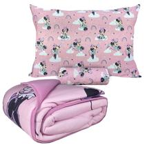 Kit Jogo De Cama Infantil Malha + Edredom Minnie Sparkly Solteiro Disney 3 Peças Portallar