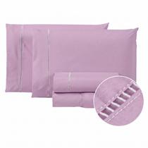 Kit Jogo de Cama King 200 Fios com Ponto Palito na Fronha e Lençol Sem Elástico 4 Peças Kit Jogo de Cama King 200 Fios com Ponto Palito na Fronha e Lençol Sem Elástico 4 Peças