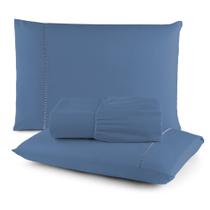 Kit Jogo de Cama Lençol Casal 3 Peças Super Macio Micropercal 400 Fios AZUL TOPÁZIO Kit Jogo de Cama Lençol Casal 3 Peças Super Macio Micropercal 400 Fios AZUL TOPÁZIO