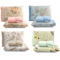 Kit Jogo de Cama Lençol Casal Minuano 3 Peças com 4 Unidades - 100% Algodão