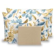 Kit Jogo De Cama Lençol Queen 180 Fios c/ Elástico em Volta Percal Estampado