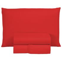 Kit Jogo de Cama Lençol Solteiro 400 Fios Poliéster com Virol 3 peças