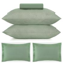 Kit Jogo de Cama Queen 3 Peças e 2 Fronhas Extras Altenburg Toque Acetinado Slim Verde Kit Jogo de Cama Queen 3 Peças e 2 Fronhas Extras Altenburg Toque Acetinado Slim Verde