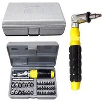 Kit jogo de chave catraca reversivel 41 peças com maleta fenda philips bits soquetes - AUTOTOOLS