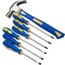 Kit Jogo de Chave Fenda Philips Imantada Martelo Fibra Unha Aço Ferramentas