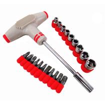 Kit Jogo De Chave Fenda / Phillips E Soquete Tipo T 21 Peças