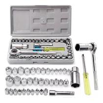 Kit Jogo De Chaves Catraca Pito 40 Peças Sextavado Multi Kit Jogo De Chaves Catraca Pito 40 Peças Sextavado Multi