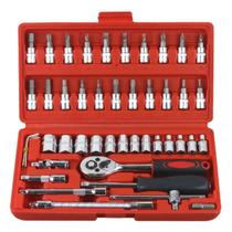 Kit Jogo de Chaves Maleta de Ferramentas 46 peças Catraca Reversível