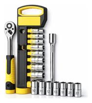 Kit Jogo de Chaves Tipo Soquete Meia Polegada 12 Peças Bomvink Profissional com Estojo Aço Resistente