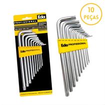 Kit Jogo De Chaves Torx 10 Peças Com Furo Longa Eda