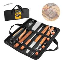 Kit Jogo De Churrasco 10 Peças Inox Dia Dos Pais Aniversário Presente Completo Faca Garfo Maleta Kit Jogo De Churrasco 10 Peças Inox Dia Dos Pais Aniversário Presente Completo Faca Garfo Maleta