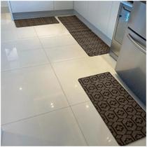 Kit Jogo De Cozinha Carpete Geométrico Elegante 3 Peças Titulo Marrom Kit Jogo De Cozinha Carpete Geométrico Elegante 3 Peças Titulo Marrom