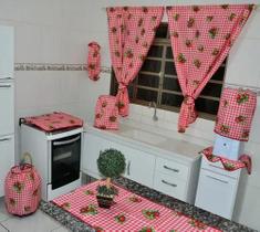 Jogo capas para cozinha kit com 11pçs cortina Rosa Tergal - EMPÓRIO DO LAR  - Kit Capas para Cozinha - Magazine Luiza