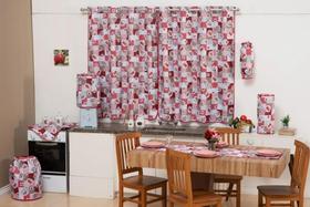 Kit Jogo de Cozinha Estampado Com 9 Peças Super Lançamento Cupcake Vermelho