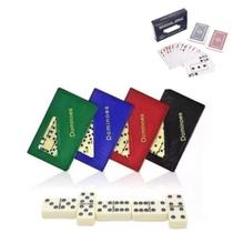 Kit Jogo De Dominó Profissional 10MM Com 28 Peças De Osso Mais Jogo de Baralho Resistente Qualidade
