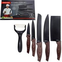 Kit Jogo De Faca Conjunto Faqueiro Cozinha Churrasco 6 Peças