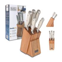 Kit Jogo De Facas Aço inox 6 Peças Zenith Pro Cepo Em Madeira Black&Decker