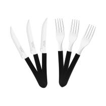 KIT - Jogo de Facas e Garfo Leme 24 Peças em Aço Inox Cabo Preto PBAG - Tramontina KIT - Jogo de Facas e Garfo Leme 24 Peças em Aço Inox Cabo Preto PBAG - Tramontina