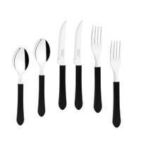 KIT - Jogo de Facas, Garfos e Colheres Leme 144 Peças em Aço Inox Cabo Preto PBAG - Tramontina KIT - Jogo de Facas, Garfos e Colheres Leme 144 Peças em Aço Inox Cabo Preto PBAG - Tramontina
