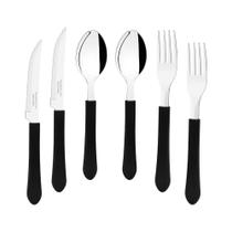 Kit - Jogo De Facas, Garfos E Colheres Leme 180 Peças Em Aço Inox Cabo Preto Pbag - Tramontina Kit - Jogo De Facas, Garfos E Colheres Leme 180 Peças Em Aço Inox Cabo Preto Pbag - Tramontina