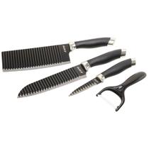 Kit Jogo De Facas Profissional Com 4 Peças Preta