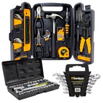 Kit Jogo De Ferramentas 129 Peças Com Jogo De 40 Soquetes Chaves E Kit Chave 6 Peças Combinada 6 a 17