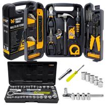 Kit Jogo de Ferramentas 129 Peças Com Maleta Sparta e 40 Peças Jogo de Soquetes Fasterr
