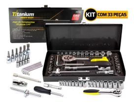 Kit Jogo De Ferramentas 33 Peças Com Estojo Maleta Titanium