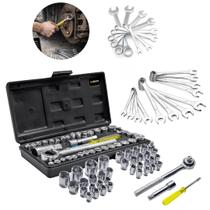Kit Jogo De Ferramentas 40 Peças Com Soquetes e Kit Chave Combinada 6 A 14mm 7 Peças