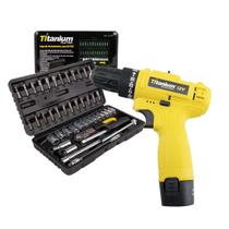 Kit Jogo de Ferramentas 48 Peças + Parafusadeira 12V Special Edition t12 Titanium