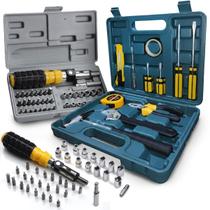 Kit Jogo de Ferramentas 53 Peças Snel com Catraca Reversível, Soquetes em Aço Carbono e Maleta Completa Resistente